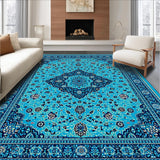 Ultra Soft Area Rug, Non Slip, Stain Resistant, Washable Area Rugs for Living Room, Bedroom, Vintage Medallion Blue Living Room Stain-Resistant Carpet(Blue)