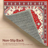 Ultra Soft Area Rug, Non Slip, Stain Resistant, Washable Area Rugs for Living Room, Bedroom, Vibrant Medallion Patterned Elegance(White)