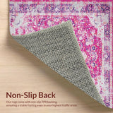 Ultra Soft Area Rug, Non Slip, Stain Resistant, Washable Area Rugs for Living Room, Bedroom, Rustic Soft Pink Geometric Design(Pink)