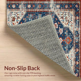 Ultra Soft Area Rug, Non Slip, Stain Resistant, Washable Area Rugs for Living Room, Bedroom, Rustic Vintage Floral Aesthetic(Blue)