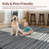 Ultra Soft Area Rug, Non Slip, Stain Resistant, Washable Area Rugs for Living Room, Bedroom, Classic Striped Area Rug(Black)