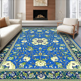 Ultra Soft Area Rug, Non Slip, Stain Resistant, Washable Area Rugs for Living Room, Bedroom, Rustic Cream and Blue Motif(Blue)
