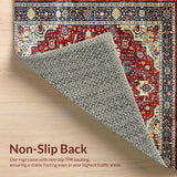 Ultra Soft Area Rug, Non Slip, Stain Resistant, Washable Area Rugs for Living Room, Bedroom, Rustic Vibrant Floral Arrangement(Red)