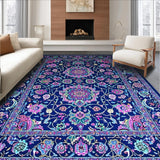 Ultra Soft Area Rug, Non Slip, Stain Resistant, Washable Area Rugs for Living Room, Bedroom, Rustic Multicolor Tapestry Vibe(Blue)