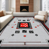 Ultra Soft Area Rug, Non Slip, Stain Resistant, Washable Area Rugs for Living Room, Bedroom, Dynamic Contemporary Dice Artwork(Black)