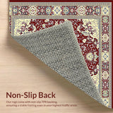Ultra Soft Area Rug, Non Slip, Stain Resistant, Washable Area Rugs for Living Room, Bedroom, Timeless Medallion Area in Muted Maroon and Beige Shades(Red)
