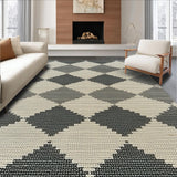 Ultra Soft Area Rug, Non Slip, Stain Resistant, Washable Area Rugs for Living Room, Bedroom, Charcoal Checkered Modern Entryway Stain-Resistant Rug(Beige)