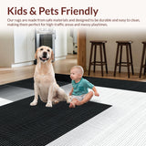 Ultra Soft Area Rug, Non Slip, Stain Resistant, Washable Area Rugs for Living Room, Bedroom, Trendy Abstract Black and Grey Design(Black)