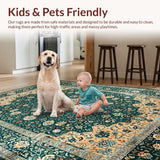Ultra Soft Area Rug, Non Slip, Stain Resistant, Washable Area Rugs for Living Room, Bedroom, Sleek Minimalist Medallion Style(Blue)