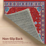 Ultra Soft Area Rug, Non Slip, Stain Resistant, Washable Area Rugs for Living Room, Bedroom, Traditional Red Medallion Living Room Area Rug(Red)