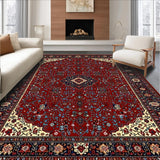 Ultra Soft Area Rug, Non Slip, Stain Resistant, Washable Area Rugs for Living Room, Bedroom, Luxurious Deep Red Tiled Pattern(Red)