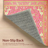 Ultra Soft Area Rug, Non Slip, Stain Resistant, Washable Area Rugs for Living Room, Bedroom, Rustic Ethnic Pattern Composition(Pink)