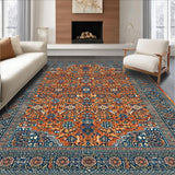 Ultra Soft Area Rug, Non Slip, Stain Resistant, Washable Area Rugs for Living Room, Bedroom, Timeless Blue and Brown Harmony(Brown)