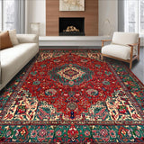 Ultra Soft Area Rug, Non Slip, Stain Resistant, Washable Area Rugs for Living Room, Bedroom, Vibrant Retro Ogee Pattern(Red)
