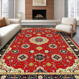 Ultra Soft Area Rug, Non Slip, Stain Resistant, Washable Area Rugs for Living Room, Bedroom, Luxurious Ornate Geometric Motif(Red)