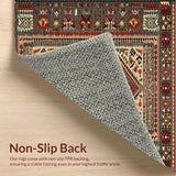 Ultra Soft Area Rug, Non Slip, Stain Resistant, Washable Area Rugs for Living Room, Bedroom, Artisanal Warm Toned Pattern(Red)