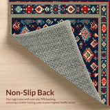 Ultra Soft Area Rug, Non Slip, Stain Resistant, Washable Area Rugs for Living Room, Bedroom, Rustic Vibrant Abstract Design(Blue)