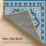 Ultra Soft Area Rug, Non Slip, Stain Resistant, Washable Area Rugs for Living Room, Bedroom, Lively Contemporary Tiled Design(Blue)