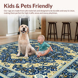 Ultra Soft Area Rug, Non Slip, Stain Resistant, Washable Area Rugs for Living Room, Bedroom, Refined Oriental Inspired with Elegant Blue and Beige(Blue)