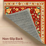 Ultra Soft Area Rug, Non Slip, Stain Resistant, Washable Area Rugs for Living Room, Bedroom, Sunkissed Round Nature Inspired Look(Red)