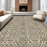 Ultra Soft Area Rug, Non Slip, Stain Resistant, Washable Area Rugs for Living Room, Bedroom, Stylish Tan Tiled Pattern Rug(Brown)
