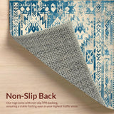 Ultra Soft Area Rug, Non Slip, Stain Resistant, Washable Area Rugs for Living Room, Bedroom, Sedona Collection Distressed Over Dyed Vintage Area Blue Beige(Blue)