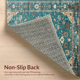 Ultra Soft Area Rug, Non Slip, Stain Resistant, Washable Area Rugs for Living Room, Bedroom, Rustic Vintage Medallion Aesthetic(Blue)
