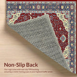 Ultra Soft Area Rug, Non Slip, Stain Resistant, Washable Area Rugs for Living Room, Bedroom, Stylish Traditional Ogee Patterned Rug(Red)