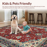 Ultra Soft Area Rug, Non Slip, Stain Resistant, Washable Area Rugs for Living Room, Bedroom, Vintage Low-Pile Laundry Room Carpet Teal(Red)