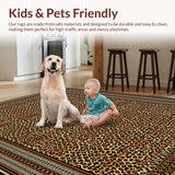 Ultra Soft Area Rug, Non Slip, Stain Resistant, Washable Area Rugs for Living Room, Bedroom, Vintage Earthy Leopard Aesthetic(Brown)