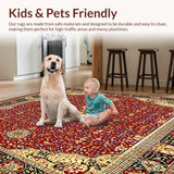 Ultra Soft Area Rug, Non Slip, Stain Resistant, Washable Area Rugs for Living Room, Bedroom, Vintage Spiced Medallion Area(Red)