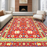 Ultra Soft Area Rug, Non Slip, Stain Resistant, Washable Area Rugs for Living Room, Bedroom, Bold Transitional Diamond Layout(Red)