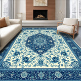 Ultra Soft Area Rug, Non Slip, Stain Resistant, Washable Area Rugs for Living Room, Bedroom, Retro Medallion Floral Bedroom Washable Area Rug(Blue)
