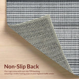 Ultra Soft Area Rug, Non Slip, Stain Resistant, Washable Area Rugs for Living Room, Bedroom, Braided Black & White Striped Rug Reversible Low Pile(Black)