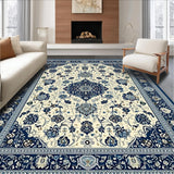 Ultra Soft Area Rug, Non Slip, Stain Resistant, Washable Area Rugs for Living Room, Bedroom, Vintage Boho Blue Beige Area for(White)