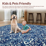 Ultra Soft Area Rug, Non Slip, Stain Resistant, Washable Area Rugs for Living Room, Bedroom, Reversible Navy Blue Patio Camping Rug(Blue)