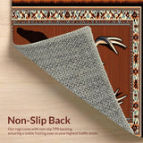 Ultra Soft Area Rug, Non Slip, Stain Resistant, Washable Area Rugs for Living Room, Bedroom, Rustic Western Deer Print Living Room Rug(Brown)