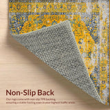 Ultra Soft Area Rug, Non Slip, Stain Resistant, Washable Area Rugs for Living Room, Bedroom, Elegant Vintage Medallion Aesthetic(Yellow)