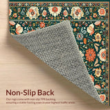 Ultra Soft Area Rug, Non Slip, Stain Resistant, Washable Area Rugs for Living Room, Bedroom, Serene Pastel Floral Fusion(Green)