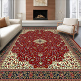Ultra Soft Area Rug, Non Slip, Stain Resistant, Washable Area Rugs for Living Room, Bedroom, Luxe Red and Black Border Pattern(Red)