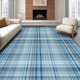 Ultra Soft Area Rug, Non Slip, Stain Resistant, Washable Area Rugs for Living Room, Bedroom, Rustic Gray Plaid Charm(Blue)