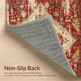Ultra Soft Area Rug, Non Slip, Stain Resistant, Washable Area Rugs for Living Room, Bedroom, Cozy Earth Tone Motif(Red)