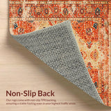 Ultra Soft Area Rug, Non Slip, Stain Resistant, Washable Area Rugs for Living Room, Bedroom, Luxurious Earth Tone Trellis Design(Orange)