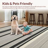 Ultra Soft Area Rug, Non Slip, Stain Resistant, Washable Area Rugs for Living Room, Bedroom, Elegant Earthy Toned Linear Motif(Gray)