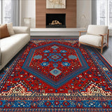 Ultra Soft Area Rug, Non Slip, Stain Resistant, Washable Area Rugs for Living Room, Bedroom, Vintage Modern Neutral Office Stain-Resistant Rug(Red)