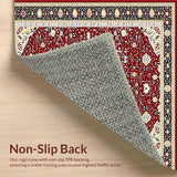 Ultra Soft Area Rug, Non Slip, Stain Resistant, Washable Area Rugs for Living Room, Bedroom, Whimsical Red Ivory Tiled Layout(Red)