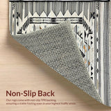 Ultra Soft Area Rug, Non Slip, Stain Resistant, Washable Area Rugs for Living Room, Bedroom, Rustic Cream and Black Trellis Motif(White)