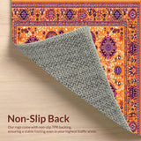 Ultra Soft Area Rug, Non Slip, Stain Resistant, Washable Area Rugs for Living Room, Bedroom, Elegant Multicolor Ethnic Motif(Orange)