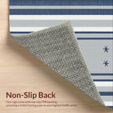 Ultra Soft Area Rug, Non Slip, Stain Resistant, Washable Area Rugs for Living Room, Bedroom, Nautical Blue Striped Elegance(Gray)