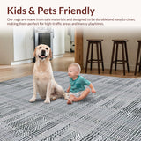 Ultra Soft Area Rug, Non Slip, Stain Resistant, Washable Area Rugs for Living Room, Bedroom, Vibrant Coastal Shapes Design(Gray)